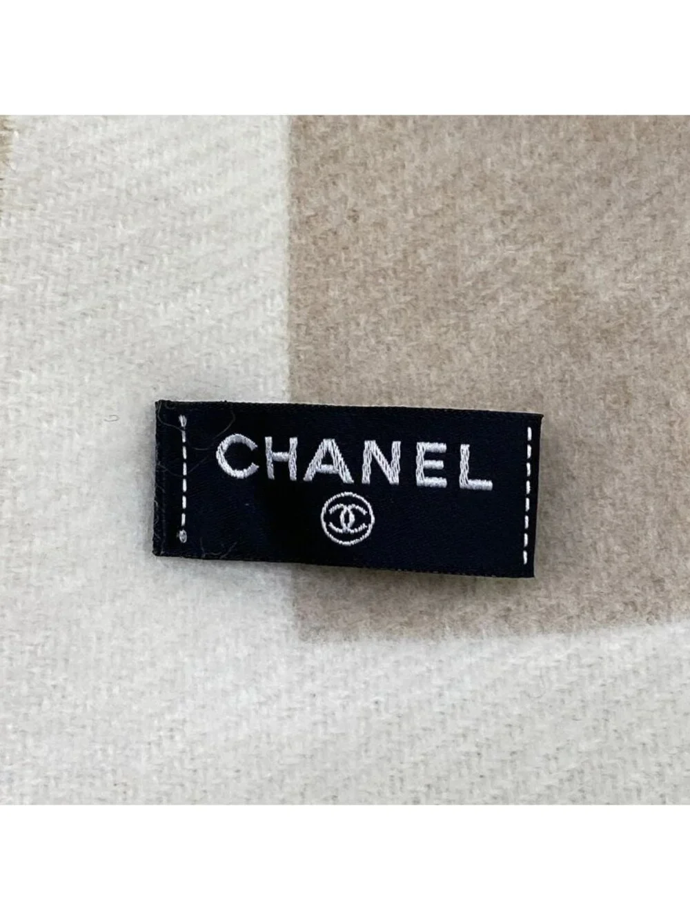 Chanel Scarf Beige Ivory CC Logo Cashmere